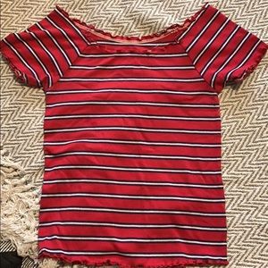 Justice/ red and blue off the shoulder shirt